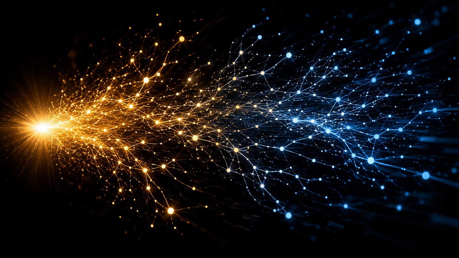 A narrative spreading from a single origin across a network