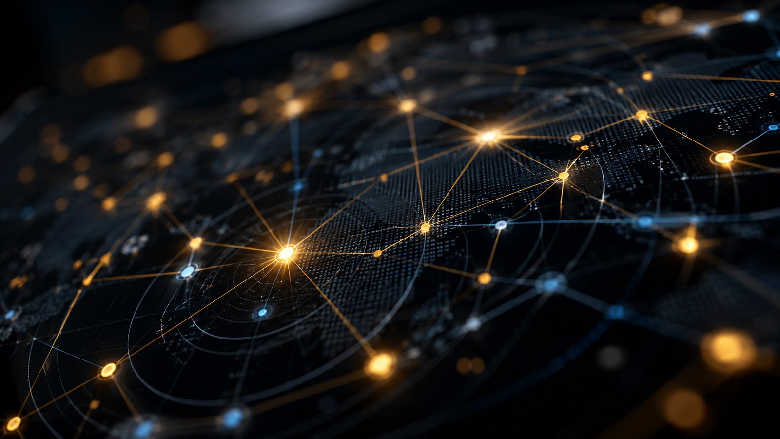Link-analysis chart mapping connections between accounts, entities, and identities