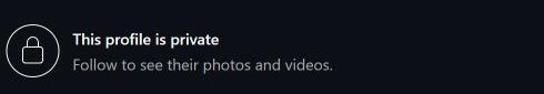 Instagram notice reading This profile is private